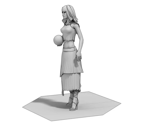 Сіра Модель Дівчини Одязі Ячем Ізольована Білому Тлі — стокове фото