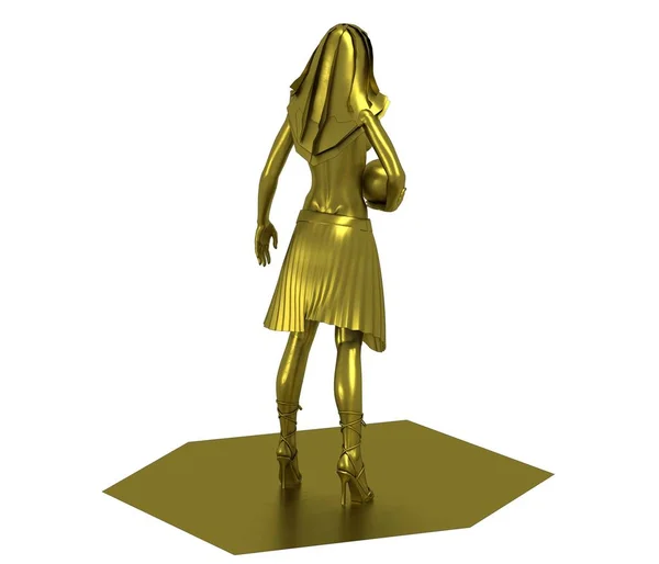 Gold Model Naked Girl Ball — Stock Photo, Image