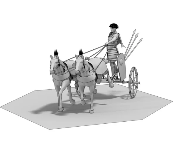 Modell Eines Streitwagens Mit Krieger Auf Weißem Hintergrund — Stockfoto