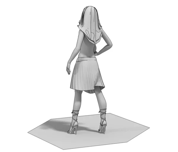 Toplu Çıplak Kızın Boyutlu Gri Modeli — Stok fotoğraf