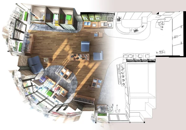 Modern Store Interior Visualization Illustration — Stock Photo, Image