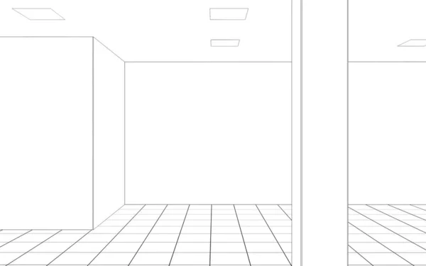 Visualización Interior Habitación Vacía Ilustración —  Fotos de Stock