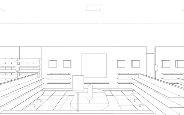 Bekleidungsgeschäft Innenvisualisierung Illustration — Stockfoto