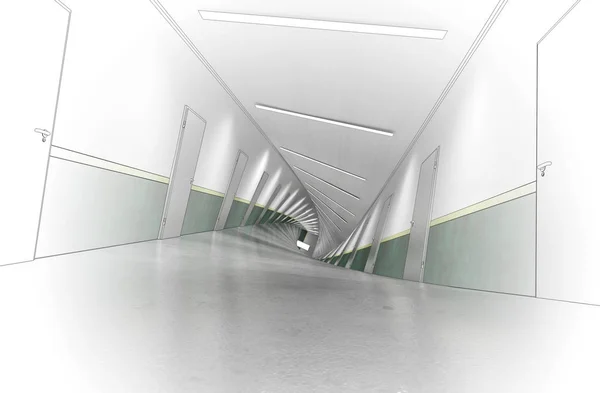 Corridor Interior Illustration — Stock Photo, Image