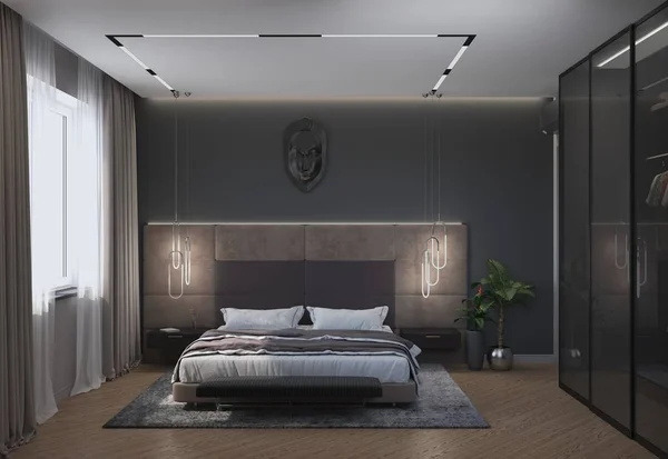 Modern düz iç görselleştirme, 3D illüstrasyon