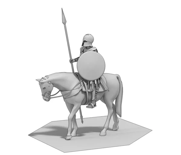 Illustration Warrior Horse White Background — Stock Photo, Image