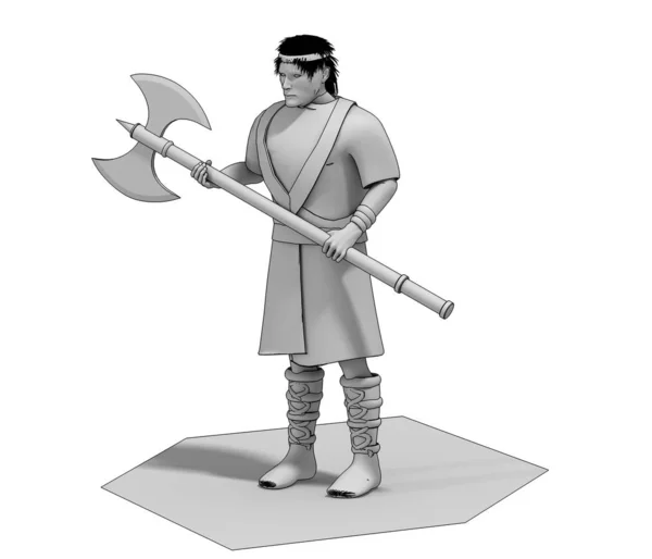 Illustration Warrior White Background — Stock Photo, Image