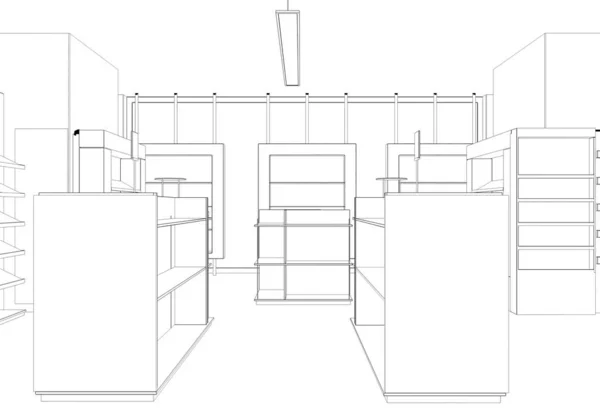 Ілюстрація Інтер Єру Магазину Ізольовано Фоні — стокове фото