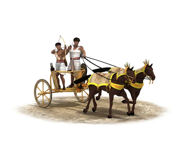 Color Model Chariot Two Warriors White Background — Stock Photo, Image