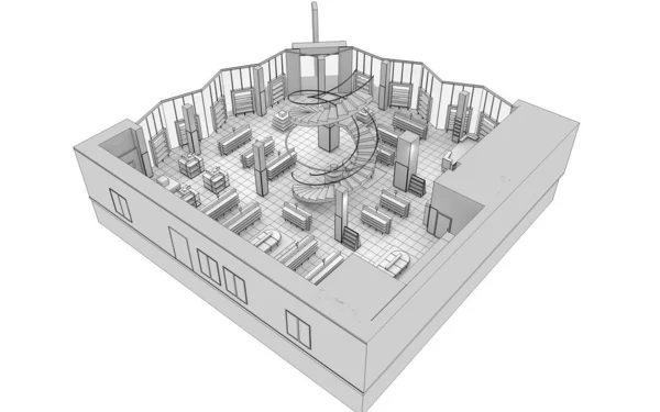 Εσωτερική Οπτικοποίηση Καταστημάτων Ρούχων Τρισδιάστατη Απεικόνιση — Φωτογραφία Αρχείου