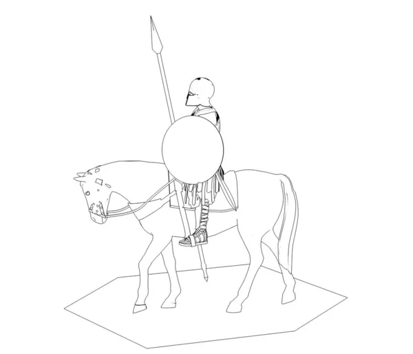 Illustration Warrior Horse White Background — Stock Photo, Image