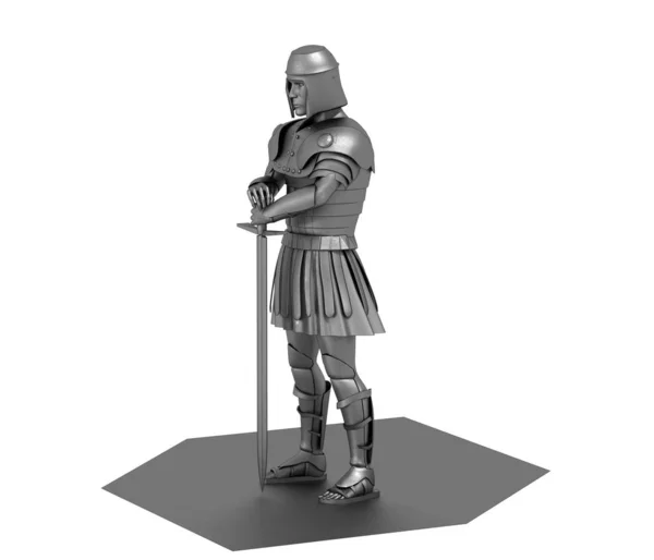 Модель Римського Воїна Мечем Білому Тлі — стокове фото