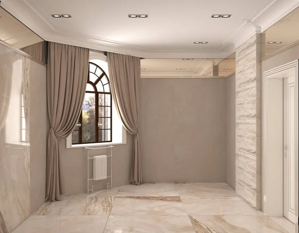 Boş oda iç tasviri, 3 boyutlu illüstrasyon 