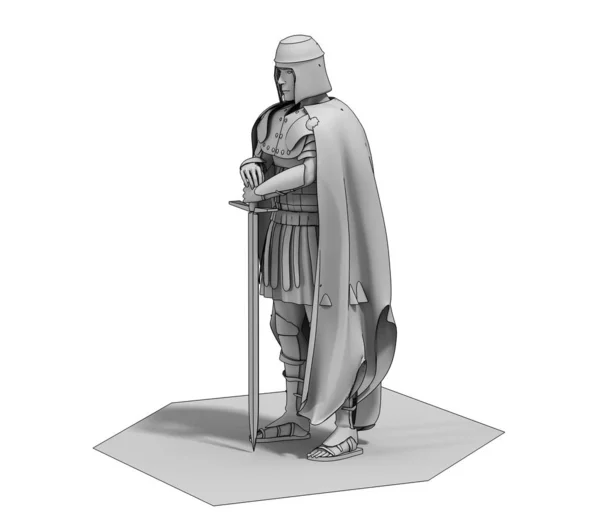 Kılıçlı Roma Savaşçısının Boyutlu Gri Çizimi — Stok fotoğraf