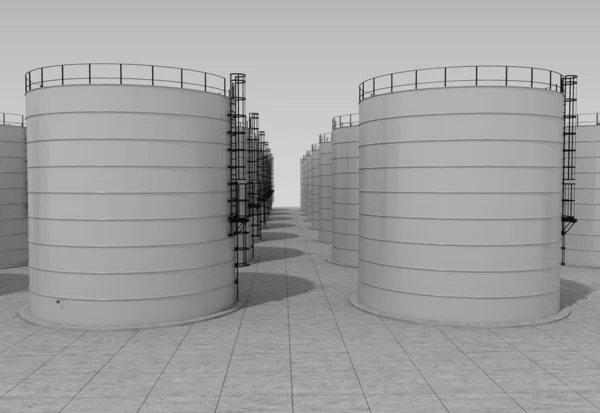 Industriella Tankar Byggnader Visualisering Illustration — Stockfoto