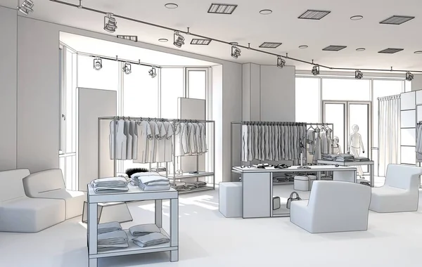 Modern Store Interior Visualization Illustration — Stock Photo, Image