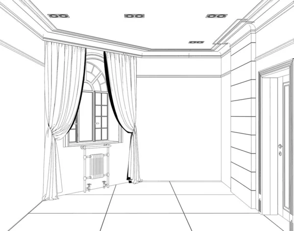 Visualización Interior Habitación Moderna Ilustración — Foto de Stock