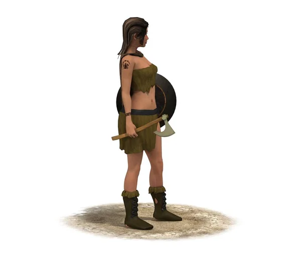 Illustration Woman Warrior White Background — Stock Photo, Image