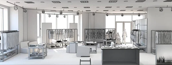 Modern Store Interior Visualization Illustration — Stock Photo, Image