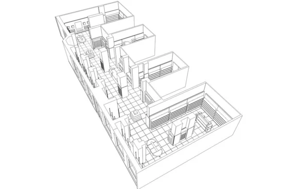 存储内部可视化 3D插图 — 图库照片