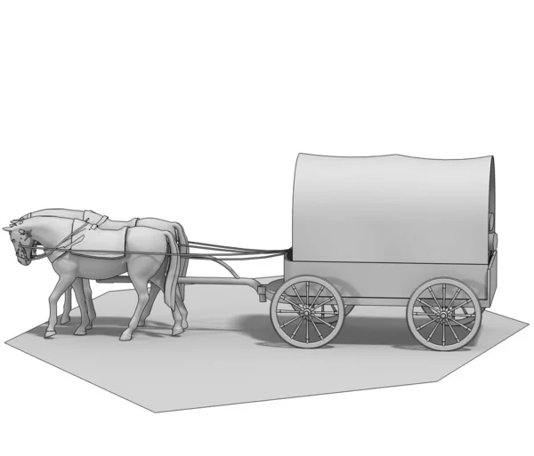 3Dイラスト Stagecoach White Background — ストック写真