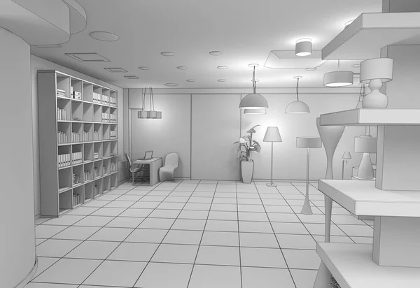 Moderne Winkel Interieur Visualisatie Illustratie — Stockfoto