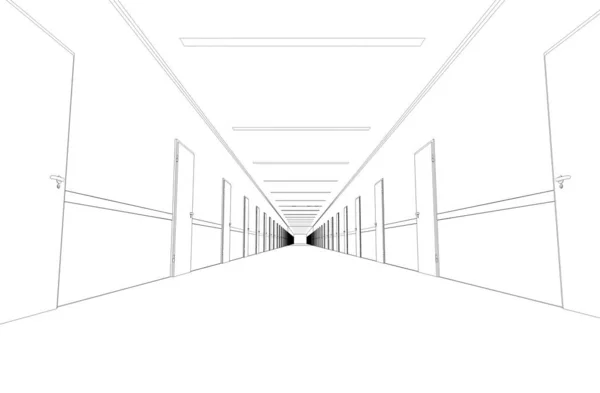 長い空の廊下のインテリア — ストック写真