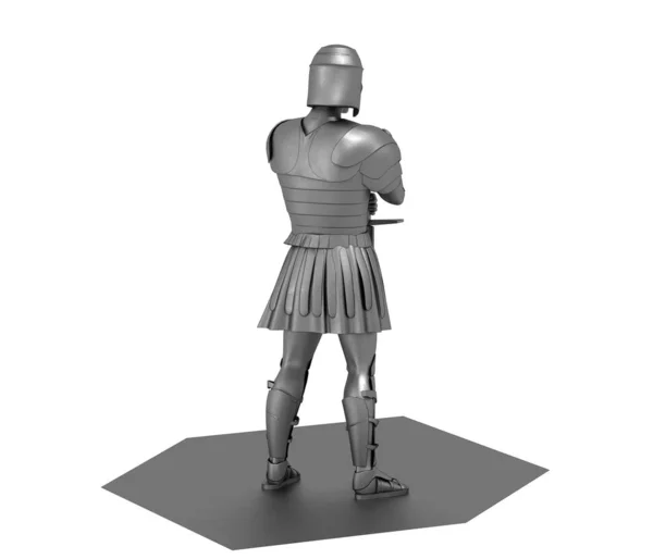 Modell Des Römischen Kriegers Mit Schwert Auf Weißem Hintergrund — Stockfoto