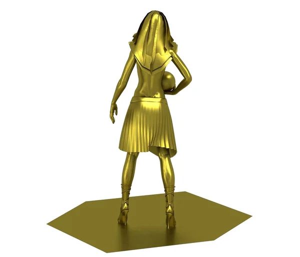 Modelo Oro Chica Desnuda Con Bola — Foto de Stock
