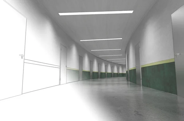Corridor Interieur Illustratie — Stockfoto