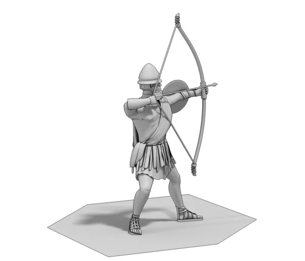 Illustration Warrior White Background — Stock Photo, Image