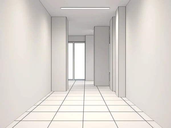 Empty Room Interior Visualization Illustration — Stock Photo, Image