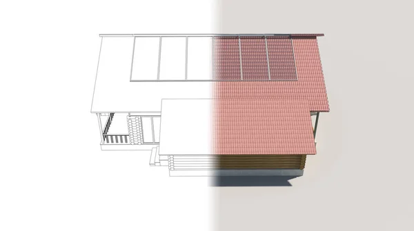 房屋大楼 3D可视化 — 图库照片