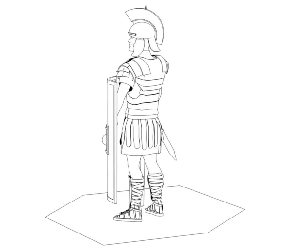 Illustration Warrior White Background — Stock Photo, Image