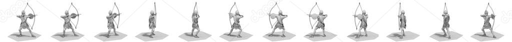 Set of 3d ancient warrior on white background