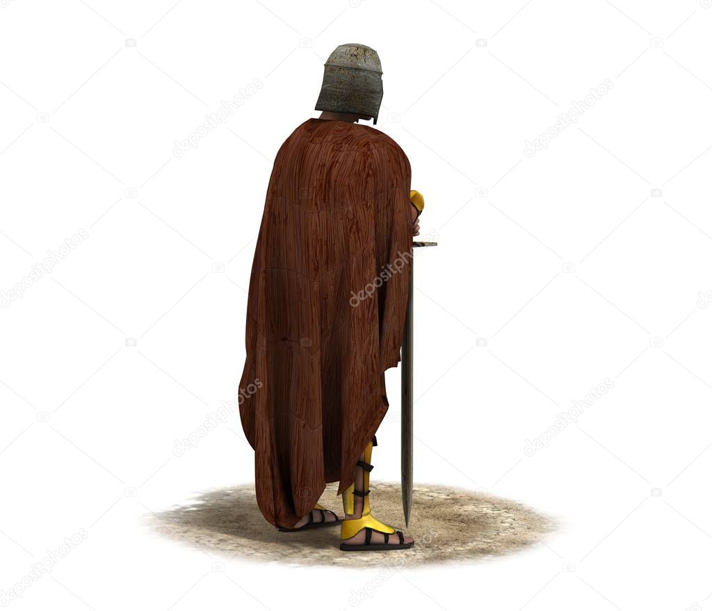 3d color illustration of Rome warrior with sword 