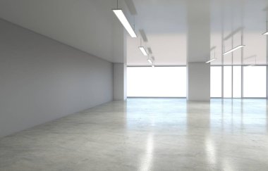 Boş oda iç tasviri, 3 boyutlu illüstrasyon 
