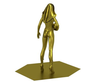 Toplu çıplak kızın 3D altın modeli. 