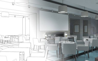 Kafe içi görselleştirme, 3D çizim çizimi 