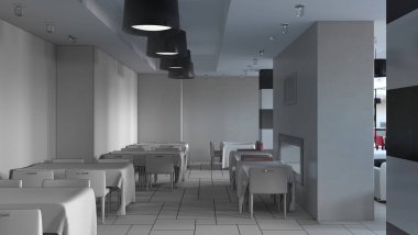 Kafe içi görselleştirme, 3D çizim çizimi 
