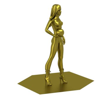 Toplu çıplak kızın 3D altın modeli. 