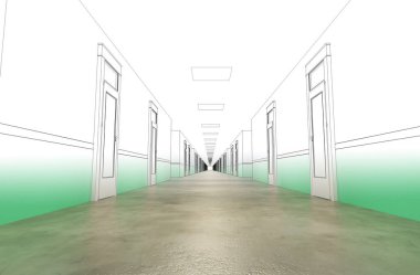 3d iç görüntü koridoru