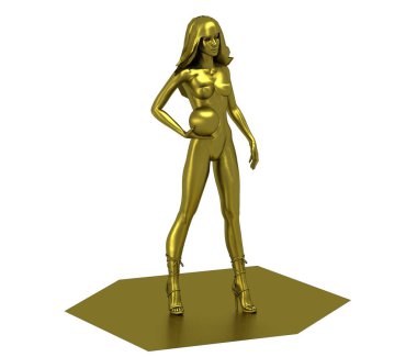 Toplu çıplak kızın 3D altın modeli. 