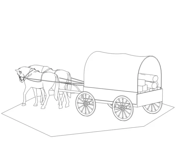 Ilustrație Stagecoach Fundal Alb — Fotografie, imagine de stoc