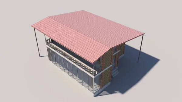 房屋大楼 3D可视化 — 图库照片