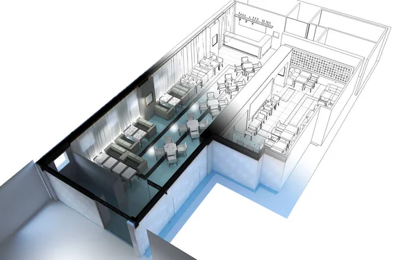 iç kontur görselleştirme, 3d illüstrasyon, kroki, anahat