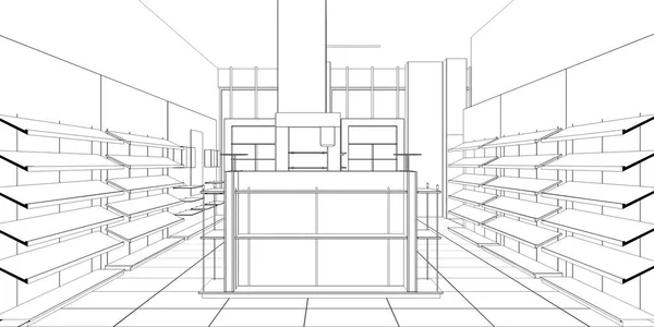 Store Interior Visualization Illustration — Stock Photo, Image