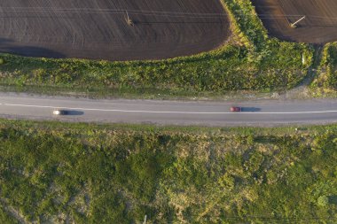ülke yolu, yukarıdan görünüm