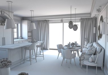 iç görselleştirme, 3d illüstrasyon, özet