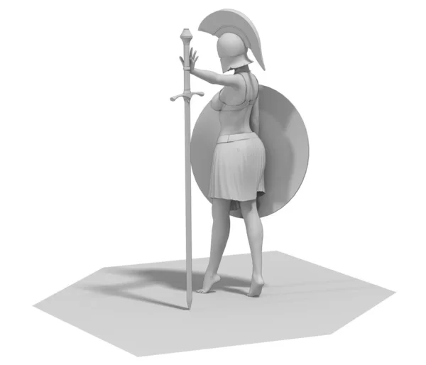 Personagem Mulher Guerreira Renderização Ilustração — Fotografia de Stock